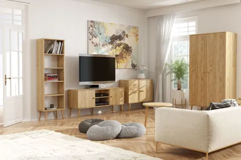 Zestaw BALI 1 Do Salonu BOHO Dąb Craft Złoty Kraft Szafa 100 cm