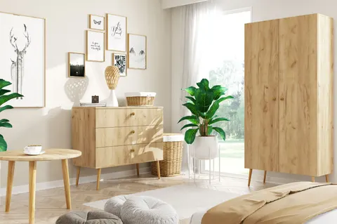 Zestaw BALI 4 Do Salonu BOHO Dąb Craft Złoty Kraft Szafa 100 cm
