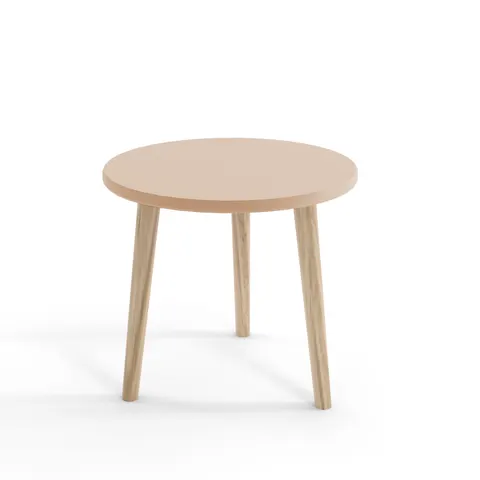 Stolik Kawowy BALI Okrągły Do Salonu BOHO Szerokość 67 cm Latte Macchiato