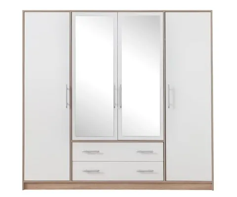 Szafa Smart z lustrem Szerokość 200 cm biały lux / dąb sonoma Meblar SRL1