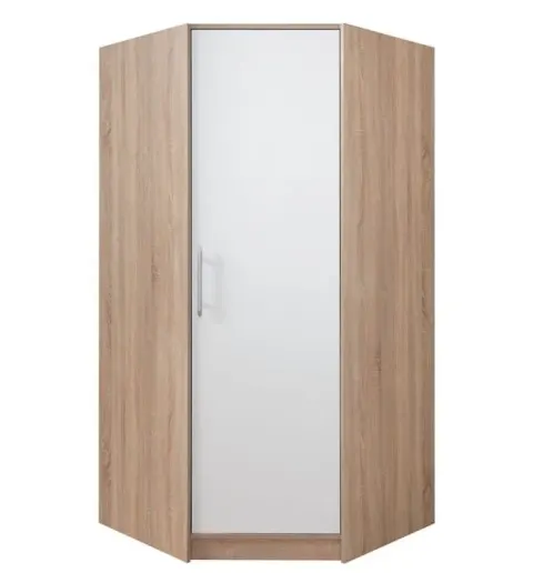 Szafa Smart Narożna Garderoba Szerokość 95 cm biały lux / dąb sonoma Meblar SR4
