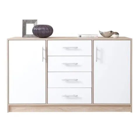 Komoda duża Smart Szerokość 140 cm biała lux / dąb sonoma Meblar SRK1