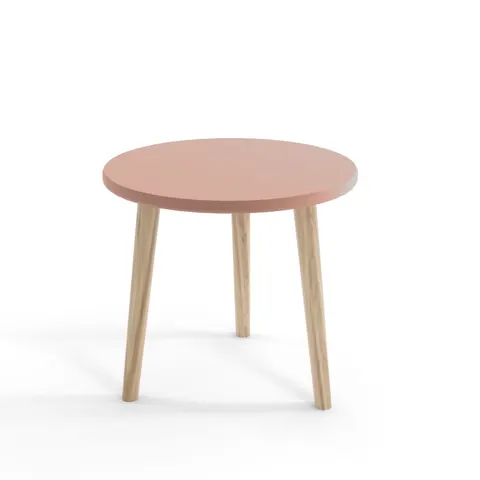 Stolik Kawowy BALI Okrągły Do Salonu BOHO Szerokość 67 cm Różowy