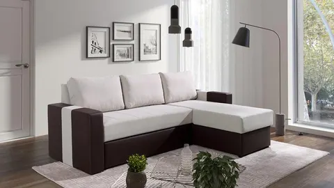 Narożnik Aden Do Salonu Pokoju Funkcja Spania Beżowy