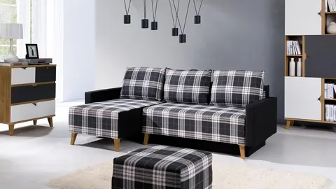 Narożnik Memone Do Salonu Pokoju Funkcja Spania Ciemny