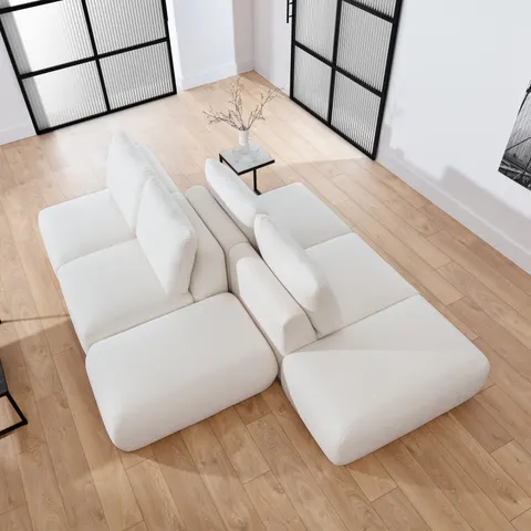 Nowoczesna Beżowa Sofa 221 cm do Salonu DIONIZOS