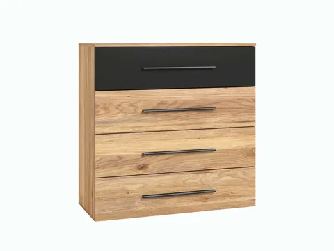 Komoda BETA Dąb Muavella z Czernią Szerokość 91 cm 4 - Szuflady 22MW1627