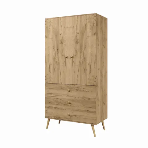 Szafa BALI Szerokość 100 cm Dąb Craft Złoty 3-Szuflady BOHO