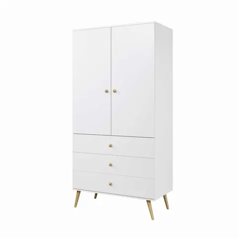 Szafa BALI Szerokość 100 cm Biały 3-Szuflady BOHO