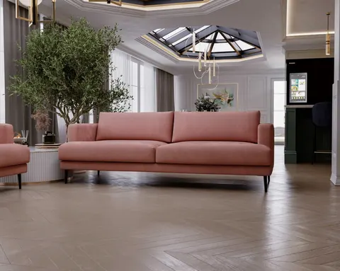 Sofa LUXE 3 Różowa Do Salonu Nowoczesna Trzyosobowa