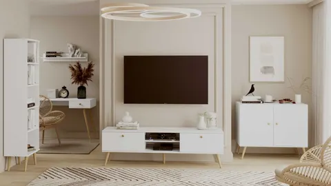 Zestaw Mebli Do Pokoju Dziennego BALI Biały BOHO