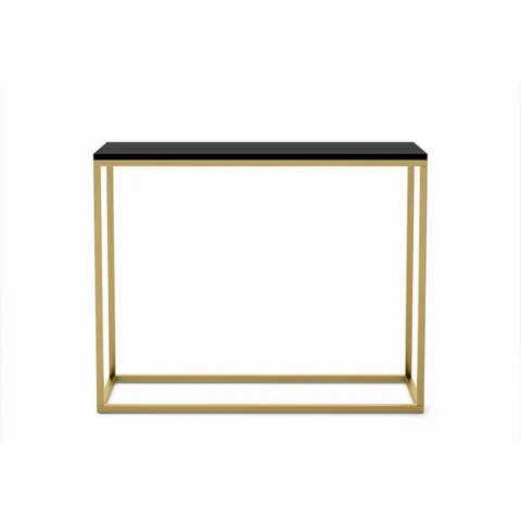 Konsola BIANCO Szerokość 100 cm Blat Czarny Mat Stelaż Złoty Do Przedpokoju Styl Loft
