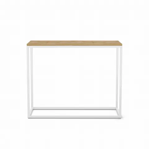 Konsola BIANCO Szerokość 100 cm Blat Dąb Wotan Stelaż Biały Mat Do Przedpokoju Styl Loft