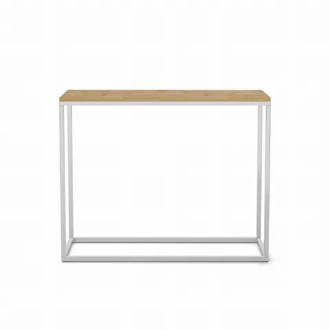 Konsola BIANCO Szerokość 100 cm Blat Dąb Wotan Stelaż Chrom Do Przedpokoju Styl Loft
