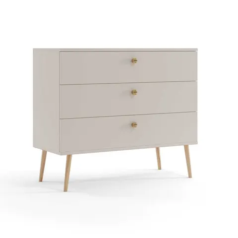 Komoda BALI Z 3 Szufladami Do Salonu BOHO Szerokość 100 cm Kaszmir