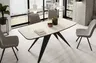 Stół FERRO 160 - 198 Owalny Rozkładany Blat White Chromix Nogi Czarne Loft