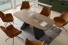 Stół MYRON 160 - 198 Owalny Rozkładany Blat Truffle Brown Davos Oak Nogi Czarne Loft