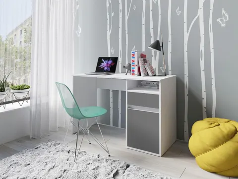 Młodzieżowe Biurko 120 cm Biały Blat do Pokoju BILLA