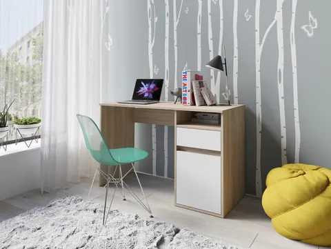 Młodzieżowe Biurko 120 cm Dębowy Blat do Pokoju BILLA