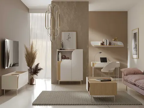 Zestaw Mebli Do Salonu CARMEN Macadamia + Dąb Wiosenny