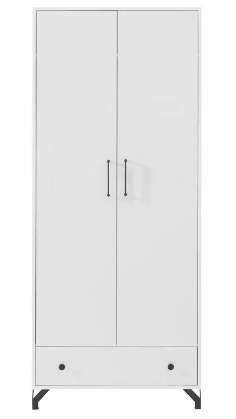 Szafa BERGEN 1 Dwudrzwiowa Szerokość 80 cm Biała z Szufladą