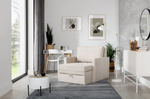 Sofa AMERYKANKA LUCA Fotel Mały Szerokość 94 cm Beżowa Kaszmir