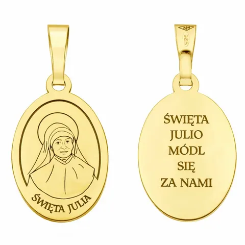 Medalik srebrny pozłacany Święta Julia
