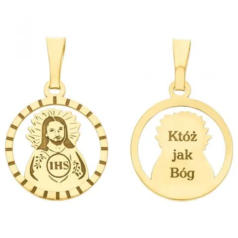 Medalik srebrny pozłacany "Któż jak Bóg"