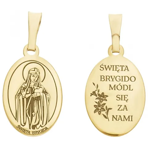 Medalik srebrny pozłacany Święta Brygida