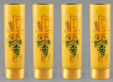 Zestaw świec ołtarzowych żółtych - ręcznie malowane
