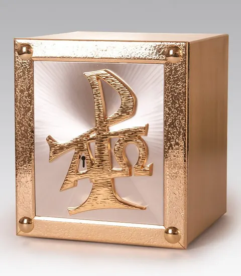 Tabernakulum mosiężne z logo Alfa-Omega / 001
