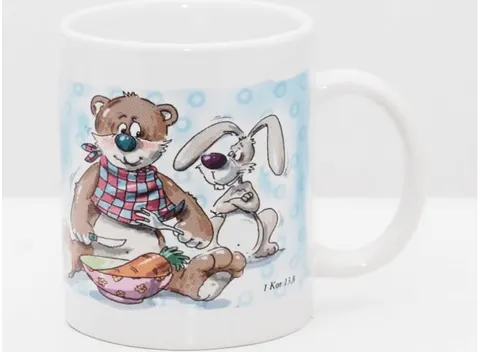 Kubek porcelanowy "Miłość nigdy nie ustaje!!!"