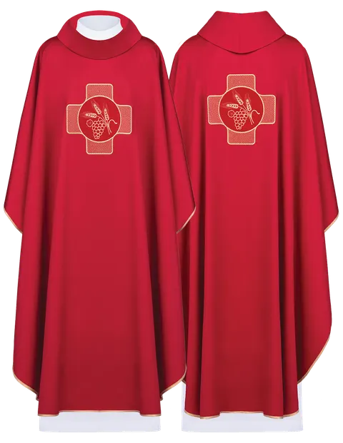 Czerwony ornat z symbolami eucharystycznymi OSTATNIE SZTUKI W OFERCIE