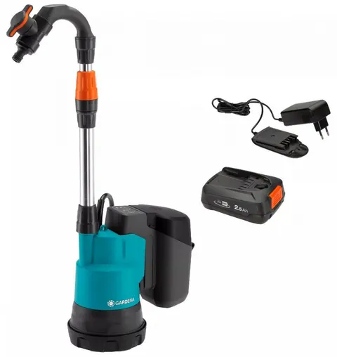 Gardena 2000/2 18V P4A – zestaw 14602-20 - Akumulatorowa pompa do deszczówki