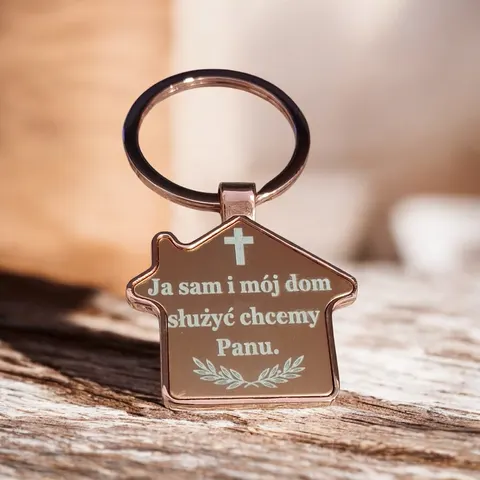 Brelok metalowy Ja sam i mój dom służyć chcemy Panu