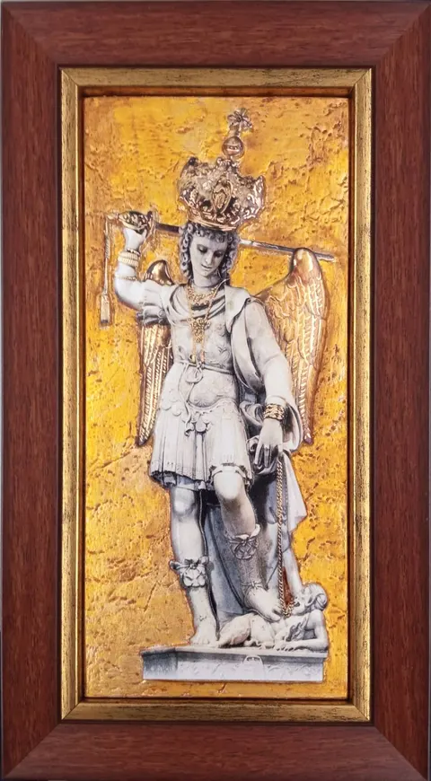 Obraz Archanioł Michał – ceramika żywiczna, 27 × 15,5 cm