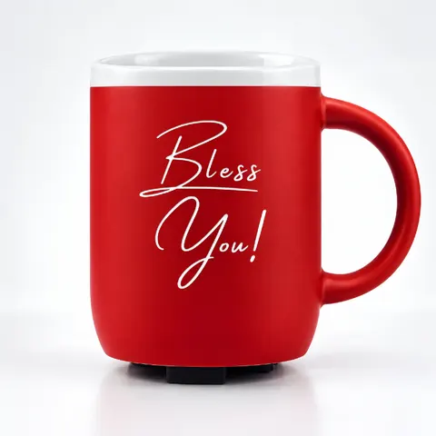 Kubek czerwony z białym grawerem „Bless You!” – 310 ml