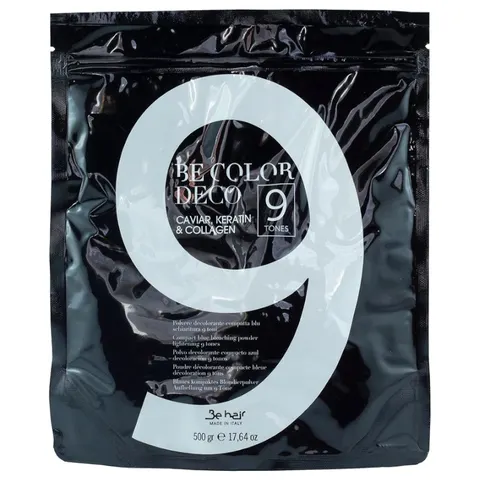 Be hair be color deco 9 tones niebieski rozjaśniacz do 9 tonów bez amoniaku z kawiorem, keratyną i kolagenem 500g
