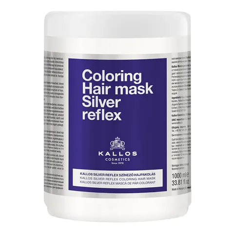 Kallos silver reflex fioletowa maska do włosów rozjaśnianych, blond i siwych, neutralizuje żółte tony, 1000ml