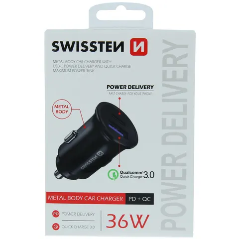 SWISSTEN CL adapter Power Delivery + Quick Charge, USB-C, 36 W - czarny