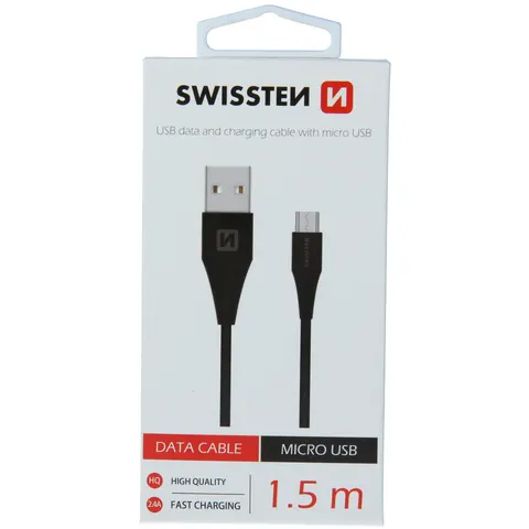 SWISSTEN kabel USB / microUSB 1,5 m - black