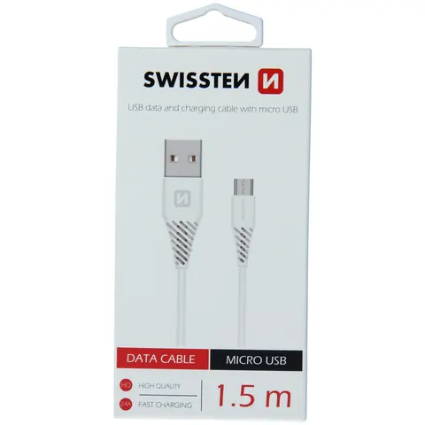 SWISSTEN kabel do transmisji danych USB / microUSB 1,5 m - white