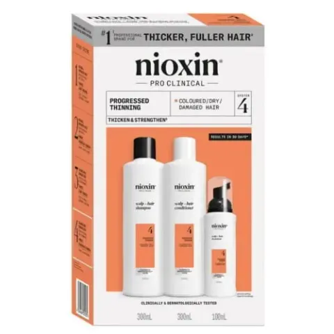 Nioxin System 4 zestaw XL oczyszczający do włosów farbowanych mocno przerzedzonych 300+300+100ml