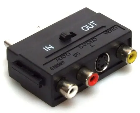 Adapter, przejściówka wtyk SCART / 3x RCA gniazdo + przełącznik