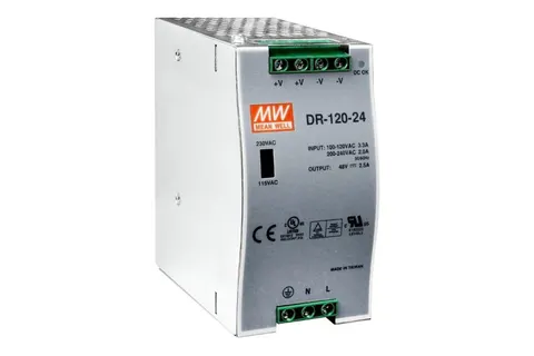 DR-120-24 zasilacz impulsowy na szynę DIN 24V / 5A / 120W
