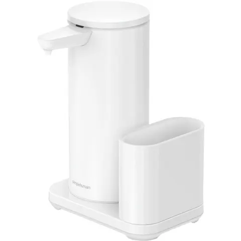 Simplehuman 414ml + uchwyt na gąbkę - stal biała - Bezdotykowy dozownik mydła