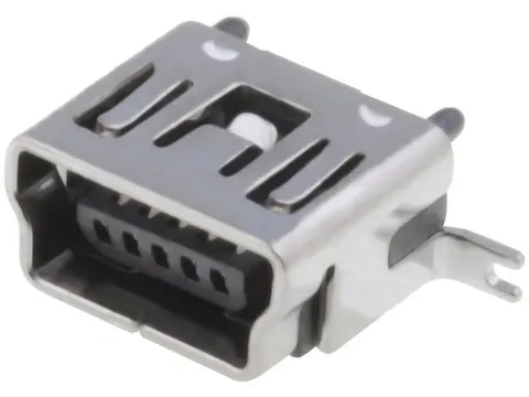 Gniazdo USB mini montażowe pionowe do druku THT