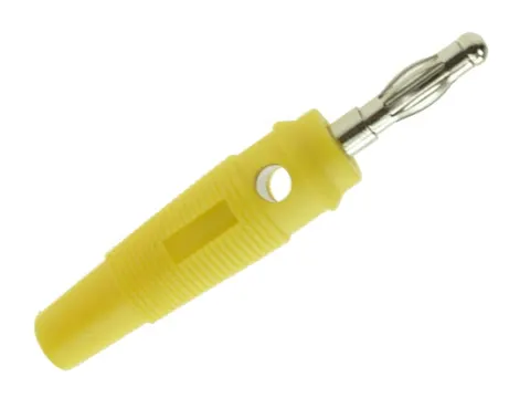 Wtyk bananowy na przewód 4mm; niklowany 60V / 24A żółty