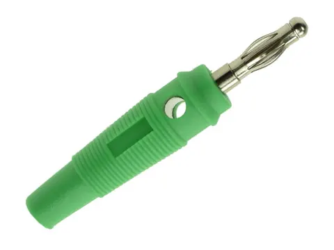 Wtyk bananowy na przewód 4mm; niklowany 60V / 24A zielony