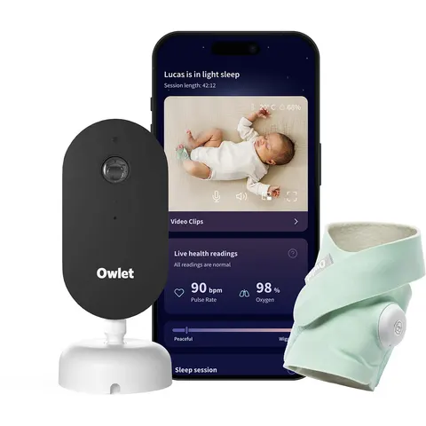 Owlet Dream Duo - miętowy - Zestaw inteligentnych skarpet i kamery